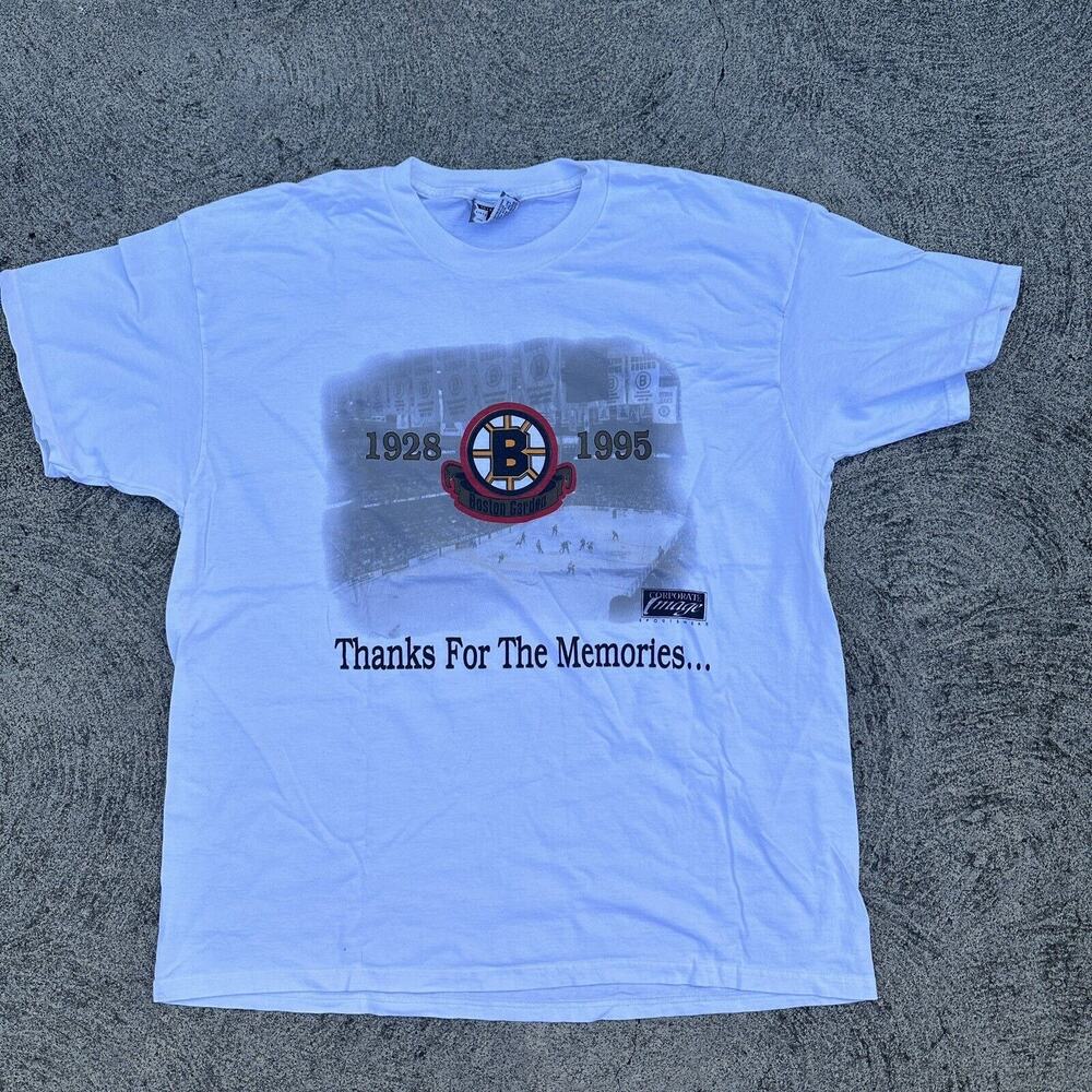 Vintage Boston Bruins Shirt XL White The Garden Arena Farewell Memories Hockey